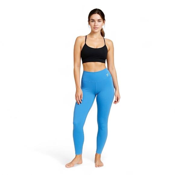 Gymshark Seamless Coastal Blue Training Leggings Yoga Activewear LARGE 7/8 Gym - Picture 1 of 16